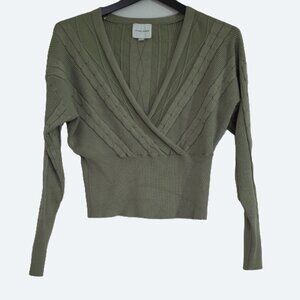 COPY - Pink rose willow green cable knit wrap sweater size M